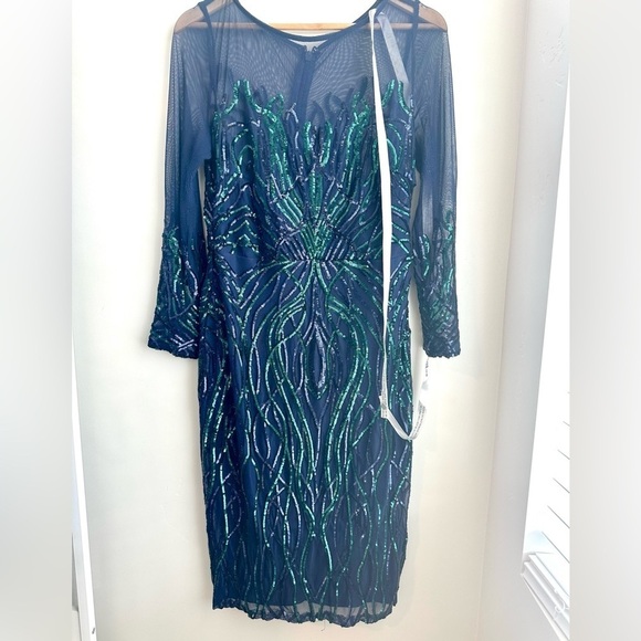 Goddiva Long Sleeve Sequin Flame Embellished Dress - Picture 3 of 6